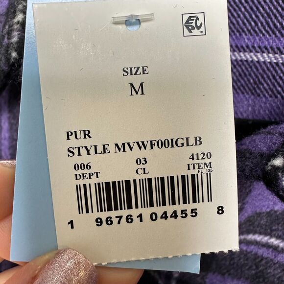 Black Panther Wakanda Forever Shirt Womens Purple Black Plaid Shacket NWT - Picture 4 of 7